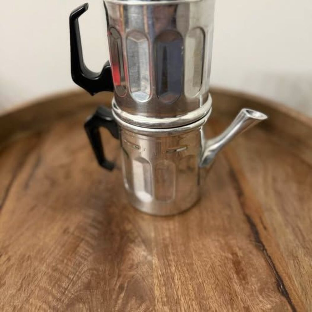 Vintage 4-cup Ferrara Aluminum Neapolitan Flip Coffee Maker ~Made in Italy